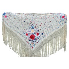 Chinese Silk Embroidery - Vintage Signed Piano Shawl