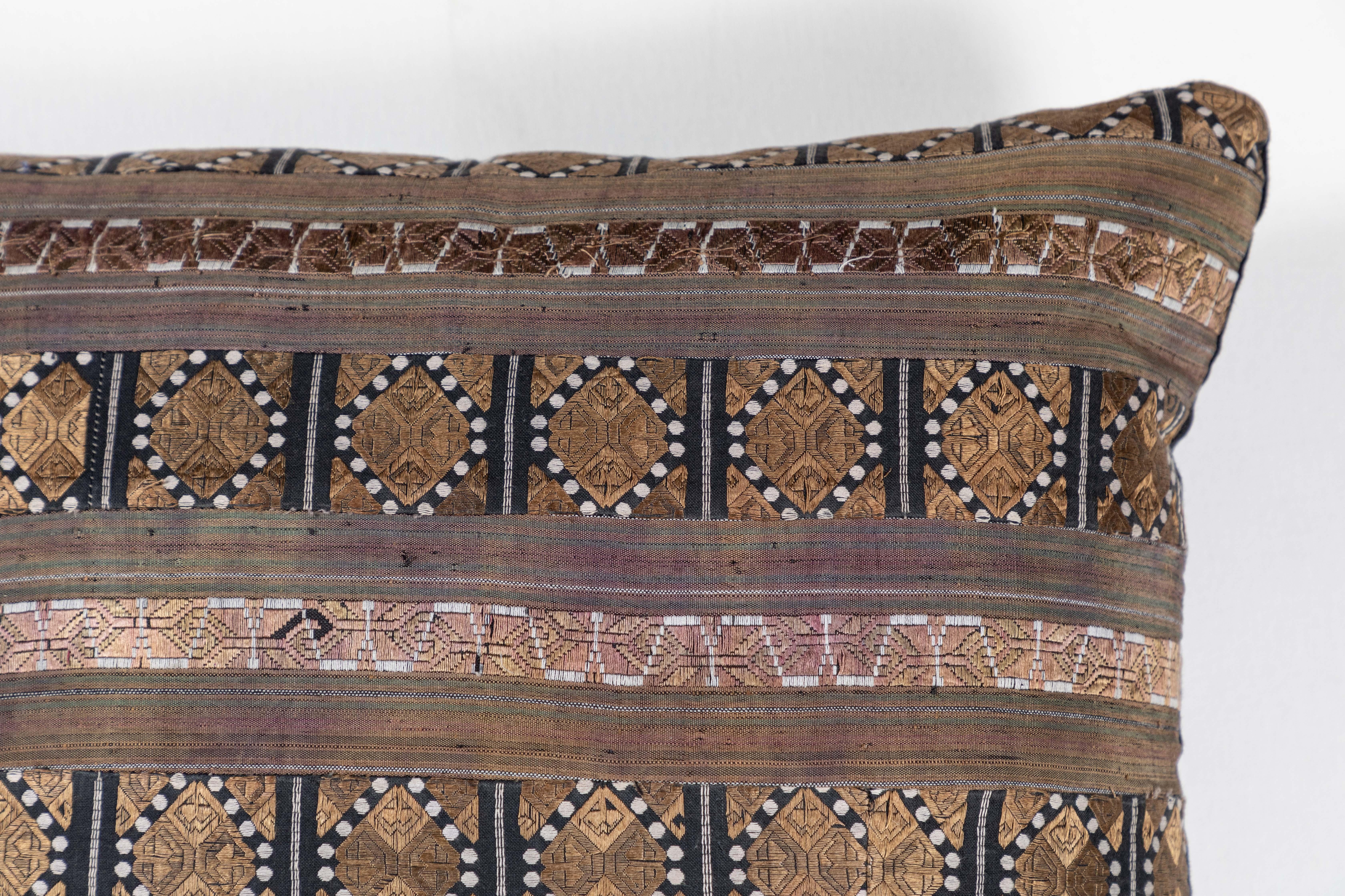 Hand-Woven Chinese Silk Ribbon Pillow For Sale