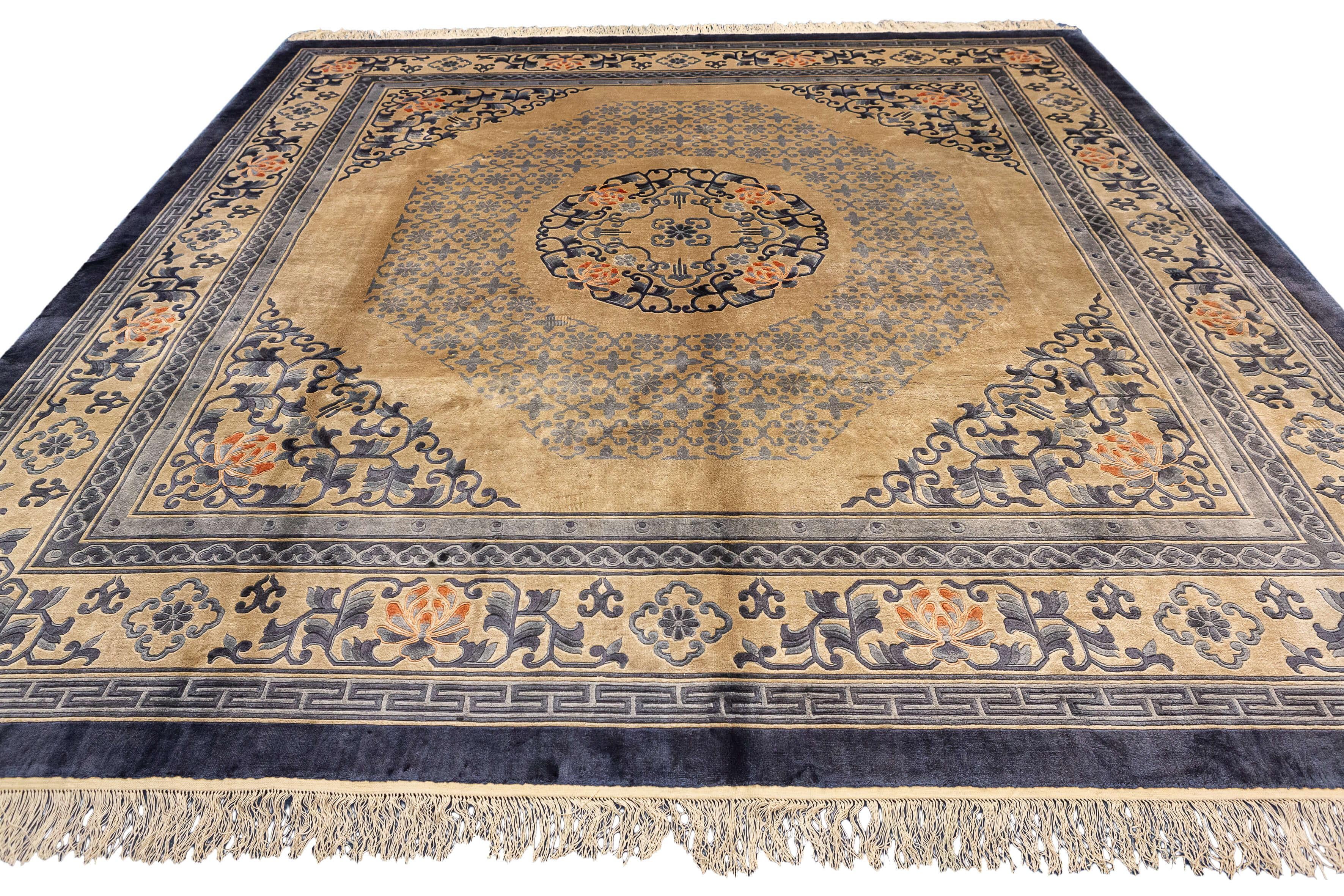The Antique Silk Chinese Beige Color textile is a truly unique and special piece that exudes elegance and timeless beauty. Crafted from exquisite silk, this antique textile stands out as a remarkable artifact of Chinese craftsmanship. The delicate