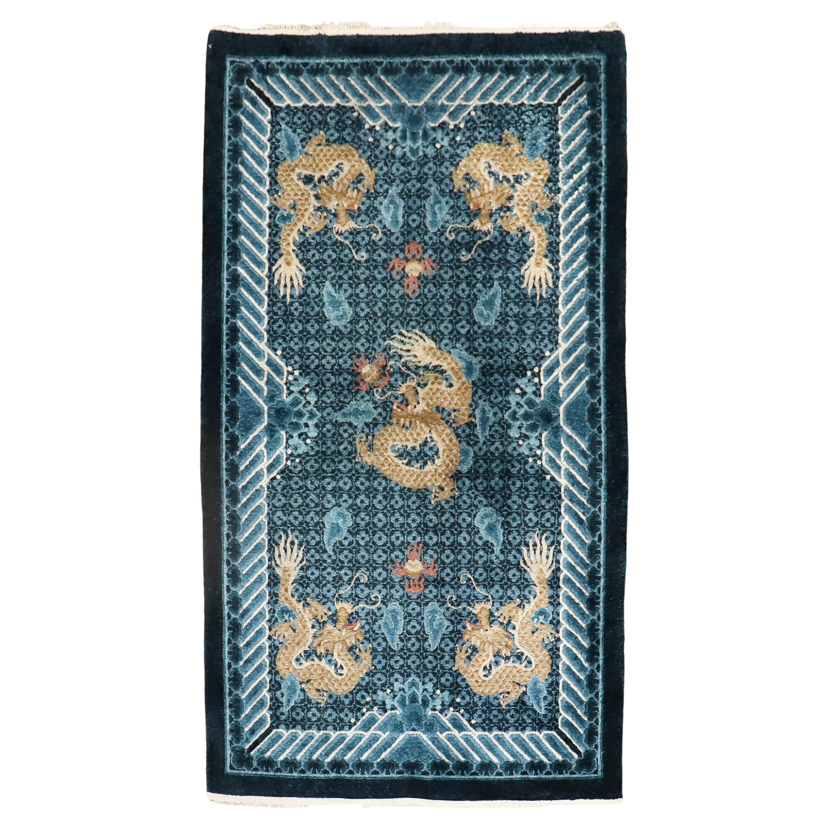 Chinese Silk Scatter Dragon Rug For Sale