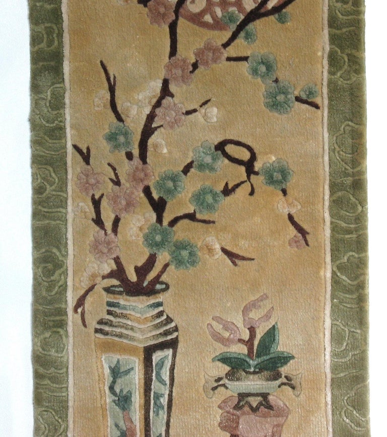 Chinese Silk Sculpted Pictorial Hanging Rug, China, 20th Century at 1stDibs