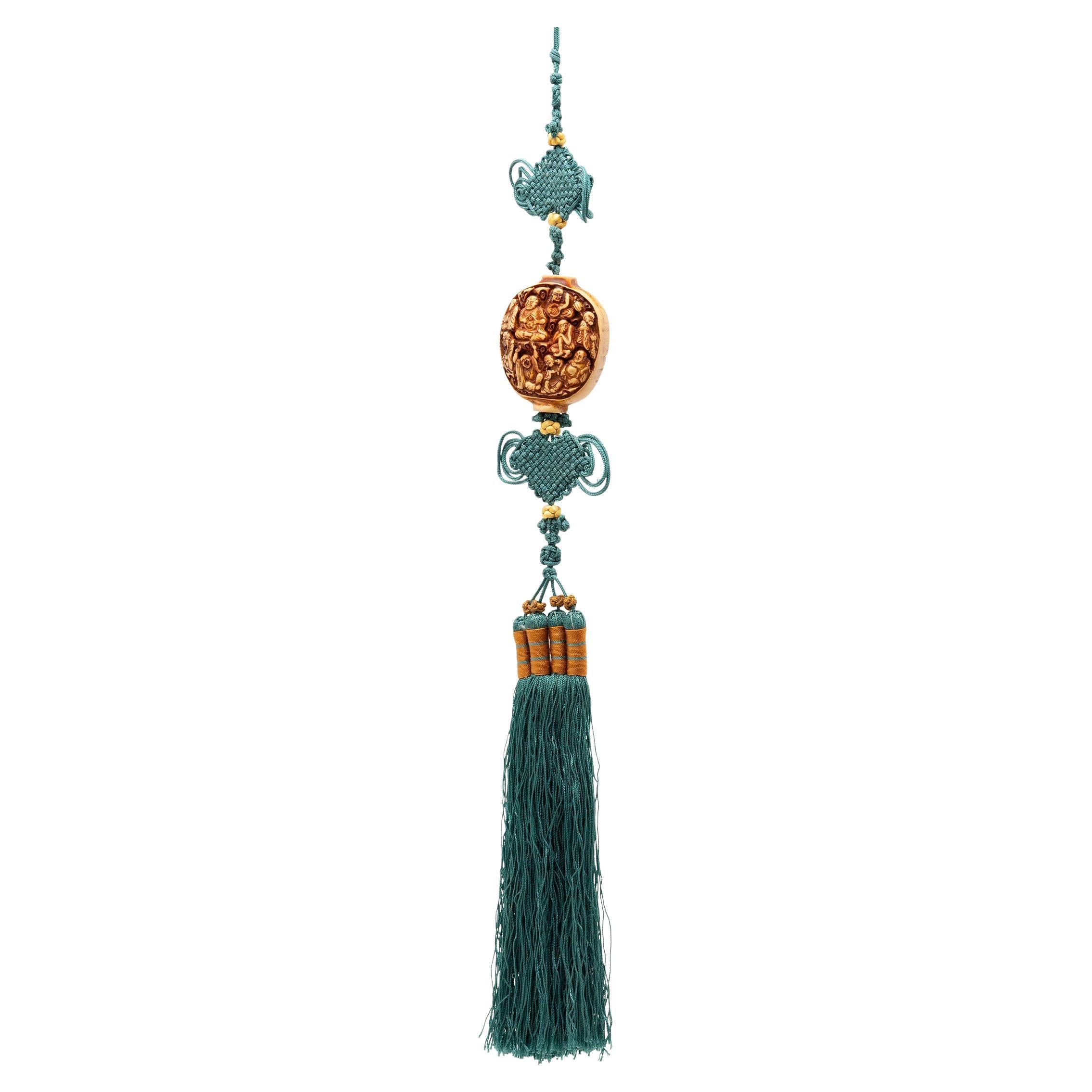 Chinese Silk Tassel with Eighteen Luohan Charm For Sale