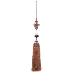 Chinese Silk Tassel with Jade Double Gourd Charm