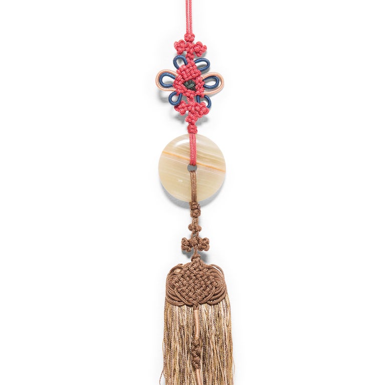 Chinese Silk Tassel with Striped Jade Disc at 1stDibs chinese jade
