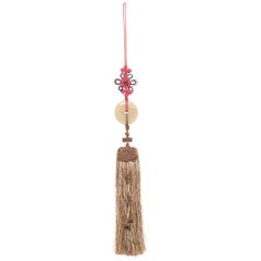 Chinese Silk Tassel with Striped Jade Disc