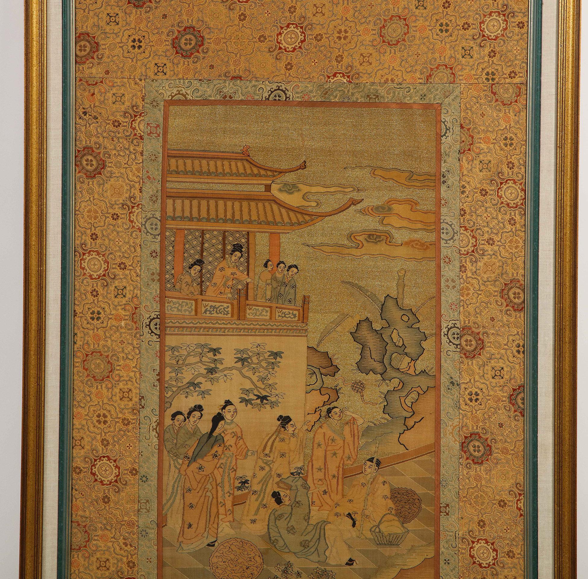 19th Century Chinese Silk Woven Panel For Sale