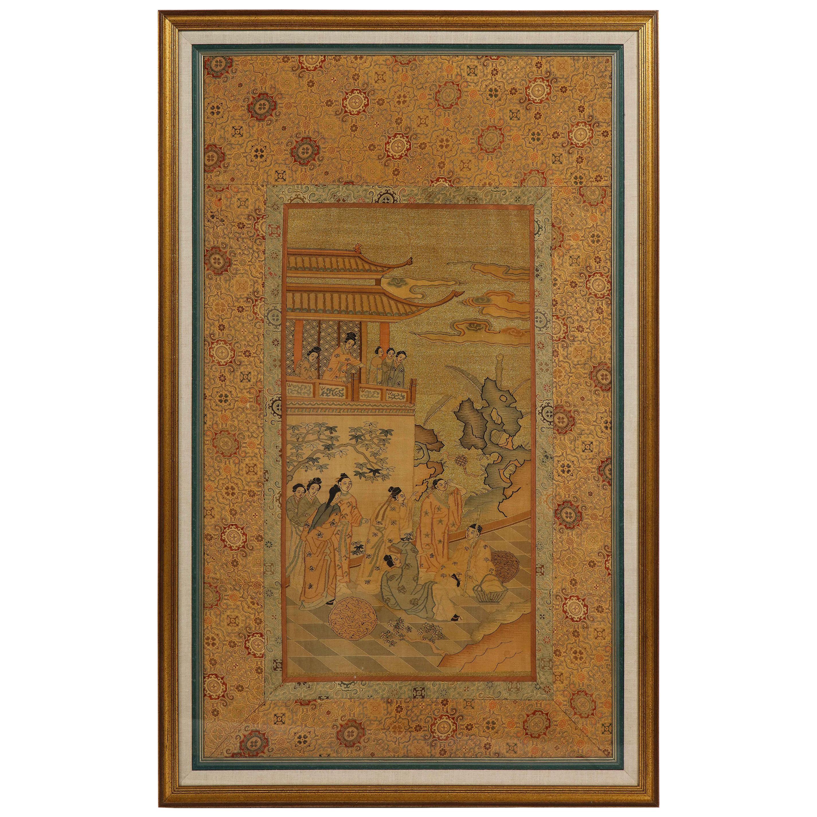 Chinese Silk Woven Panel For Sale