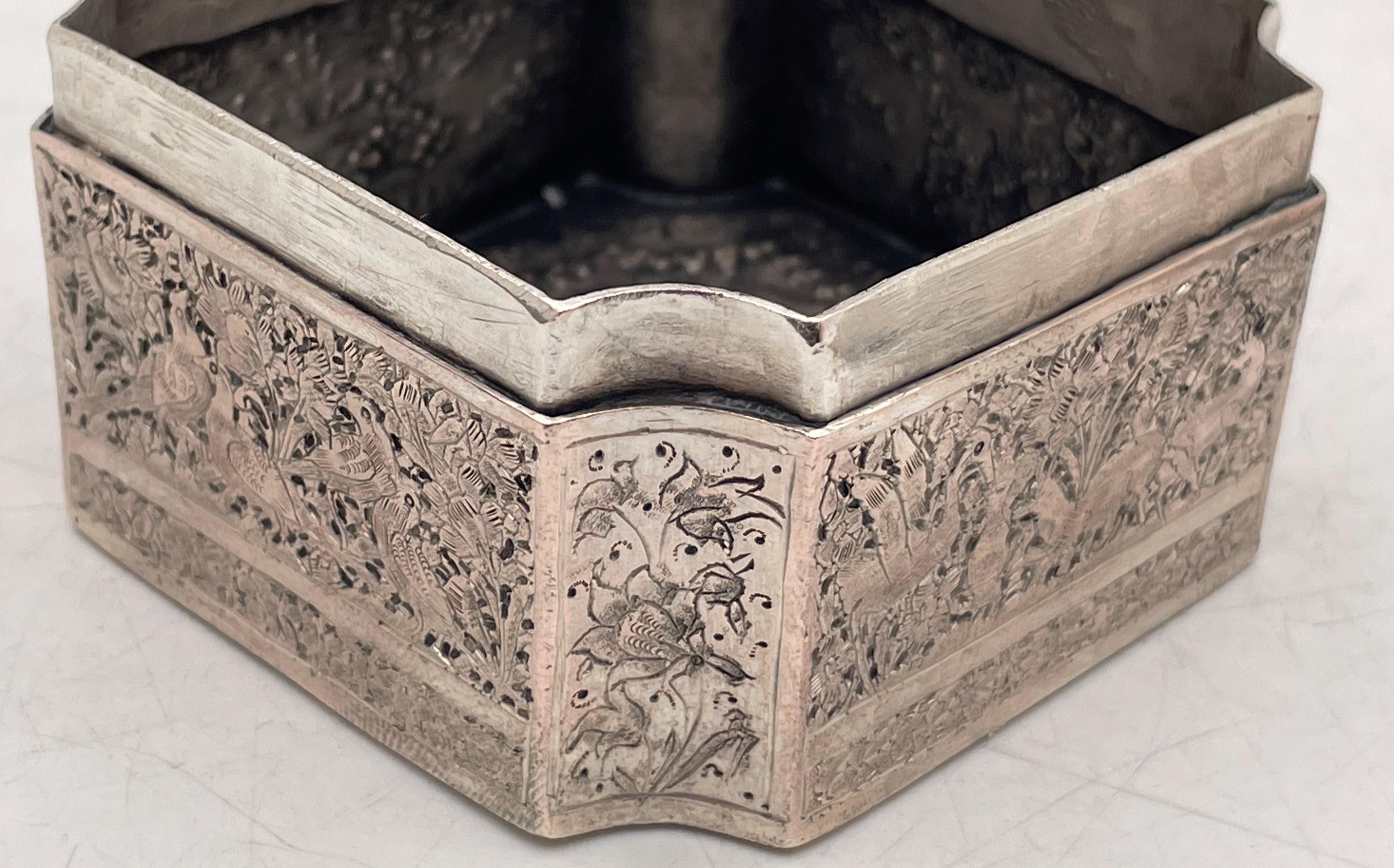 Chinese Silver Box with Bird and Floral Motifs For Sale 2