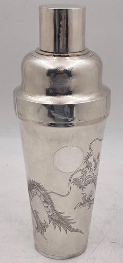 Chinese Silver Cocktail Shaker with Dragon Motifs from Early 20th Century
