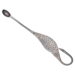 Rascador de opio chino con grúa de plata