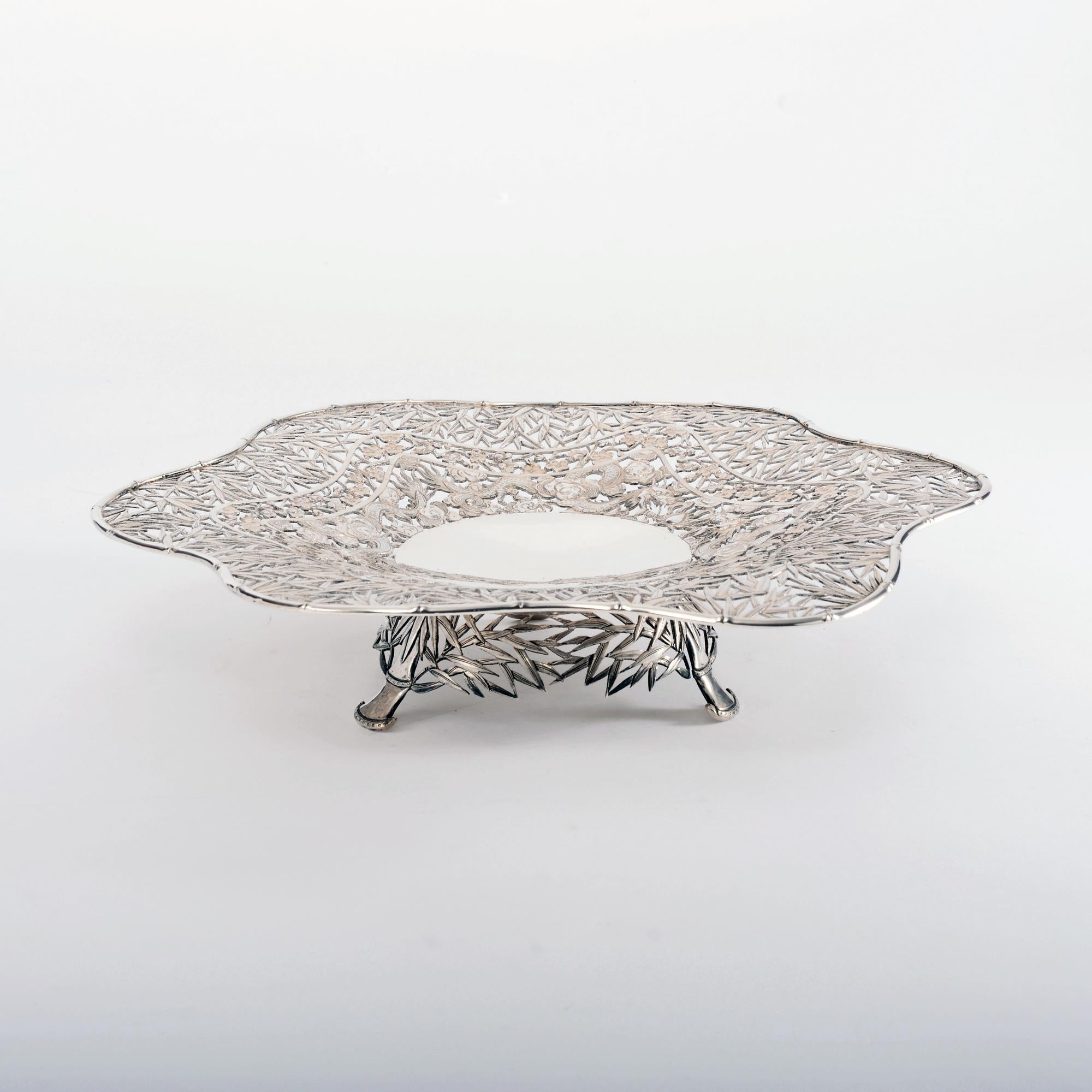 Chinese Silver Dish, circa 1900 For Sale 2