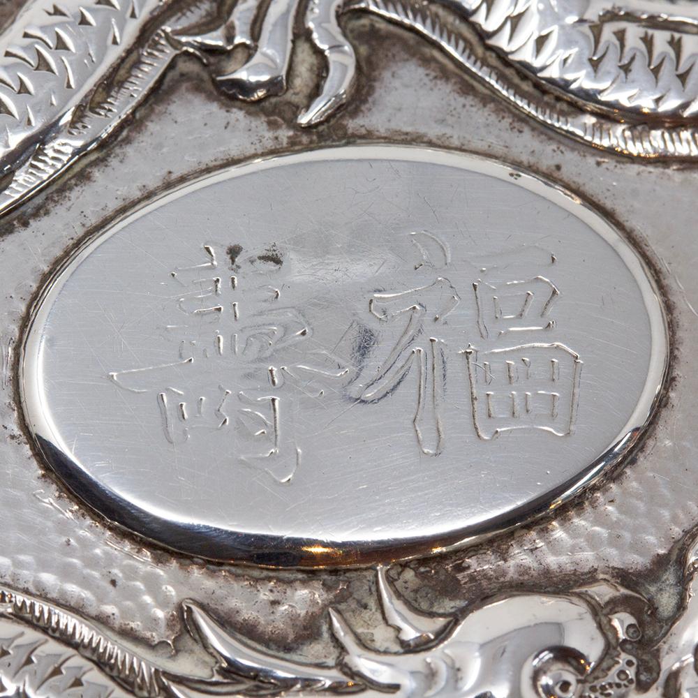 Chinesische Silber Drachen Schnupftabakdose Hung Chong im Angebot 8