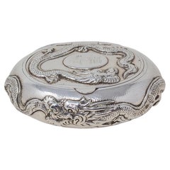 Used Chinese Silver Dragon Snuff Box Hung Chong