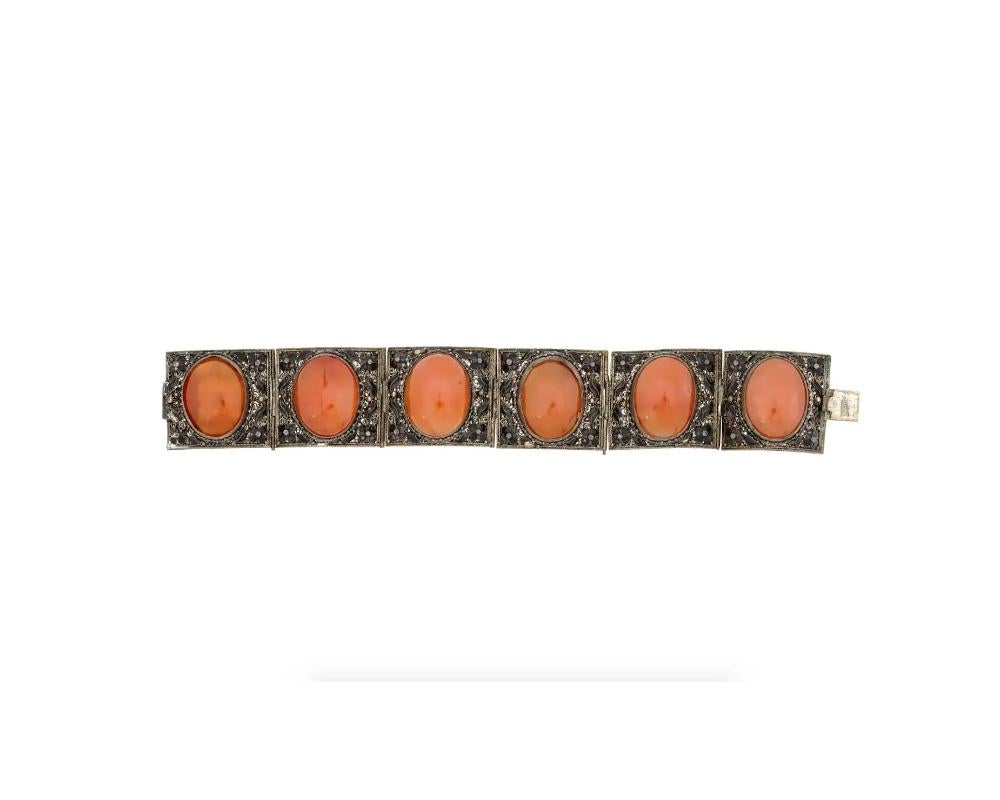 Bracciale cinese in argento filigranato con smalto e agata In condizioni buone in vendita a New York, NY