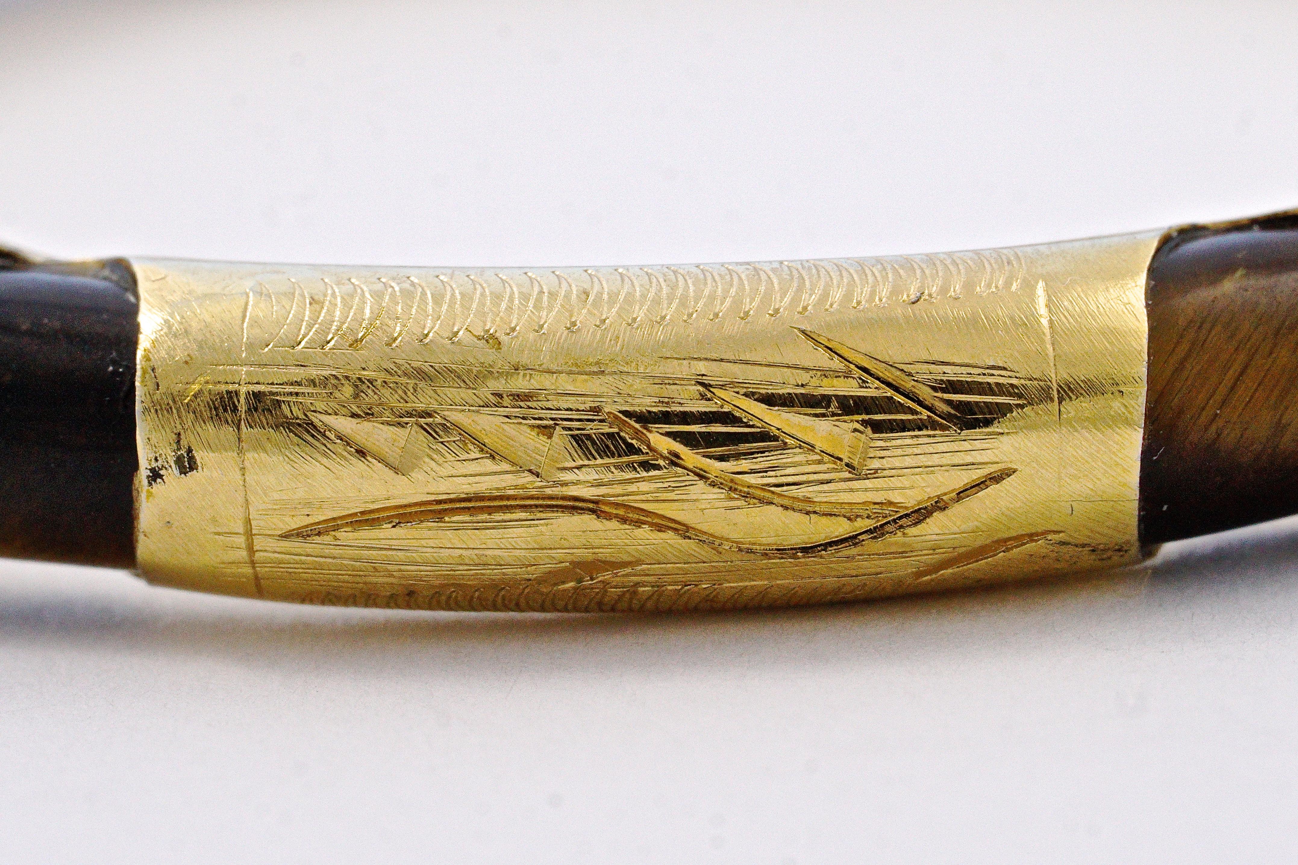 Chinese Silver Gilt and Tigers Eye Bangle Bracelet with a Safety Chain 1