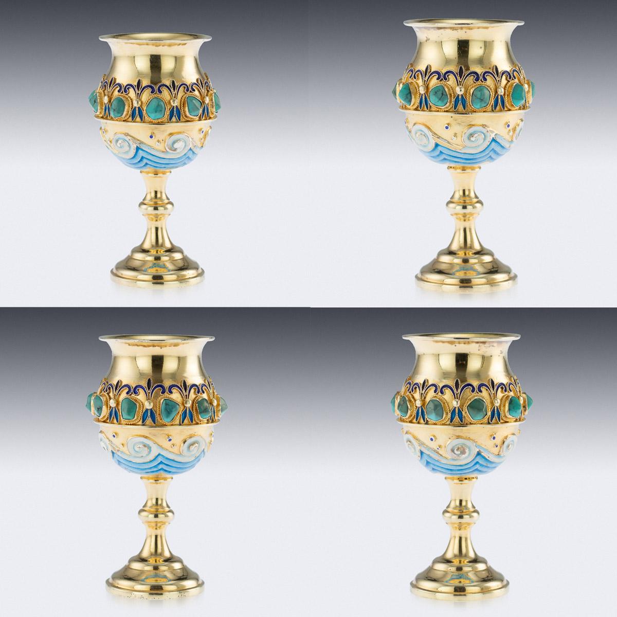 Chinese Silver-Gilt and Enamel Nanjing-Changjiang-Bridge Sake Set, circa 1970 In Good Condition In Royal Tunbridge Wells, Kent