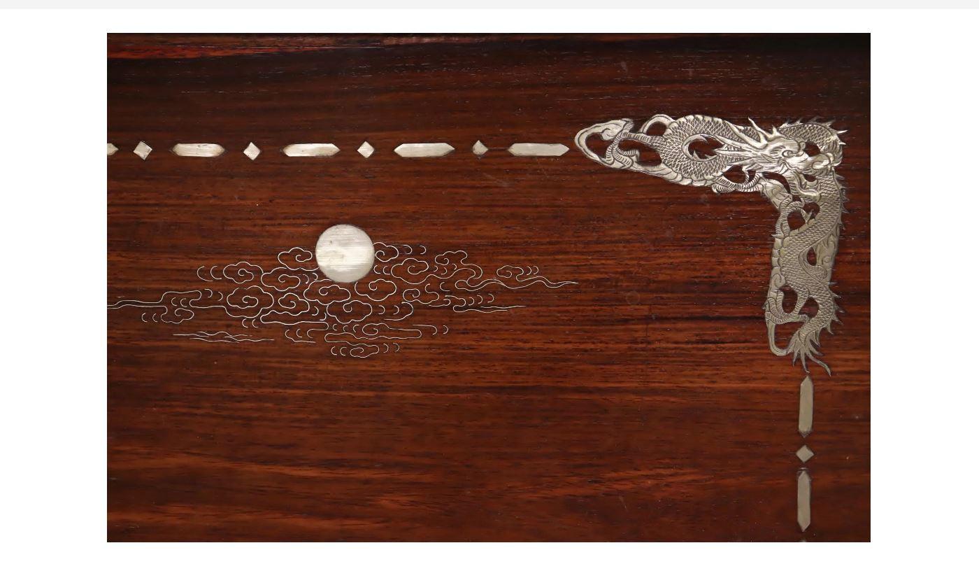Chinese Silver Inlaid Wood Tray 8