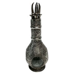Chinese Silver Overlay Four Compartment Liquor Decanter, c1920