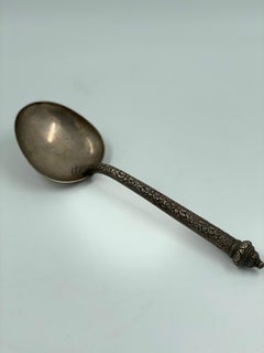 Chinese Silver Spoon with Foliage Decoration, Late 19th Century
