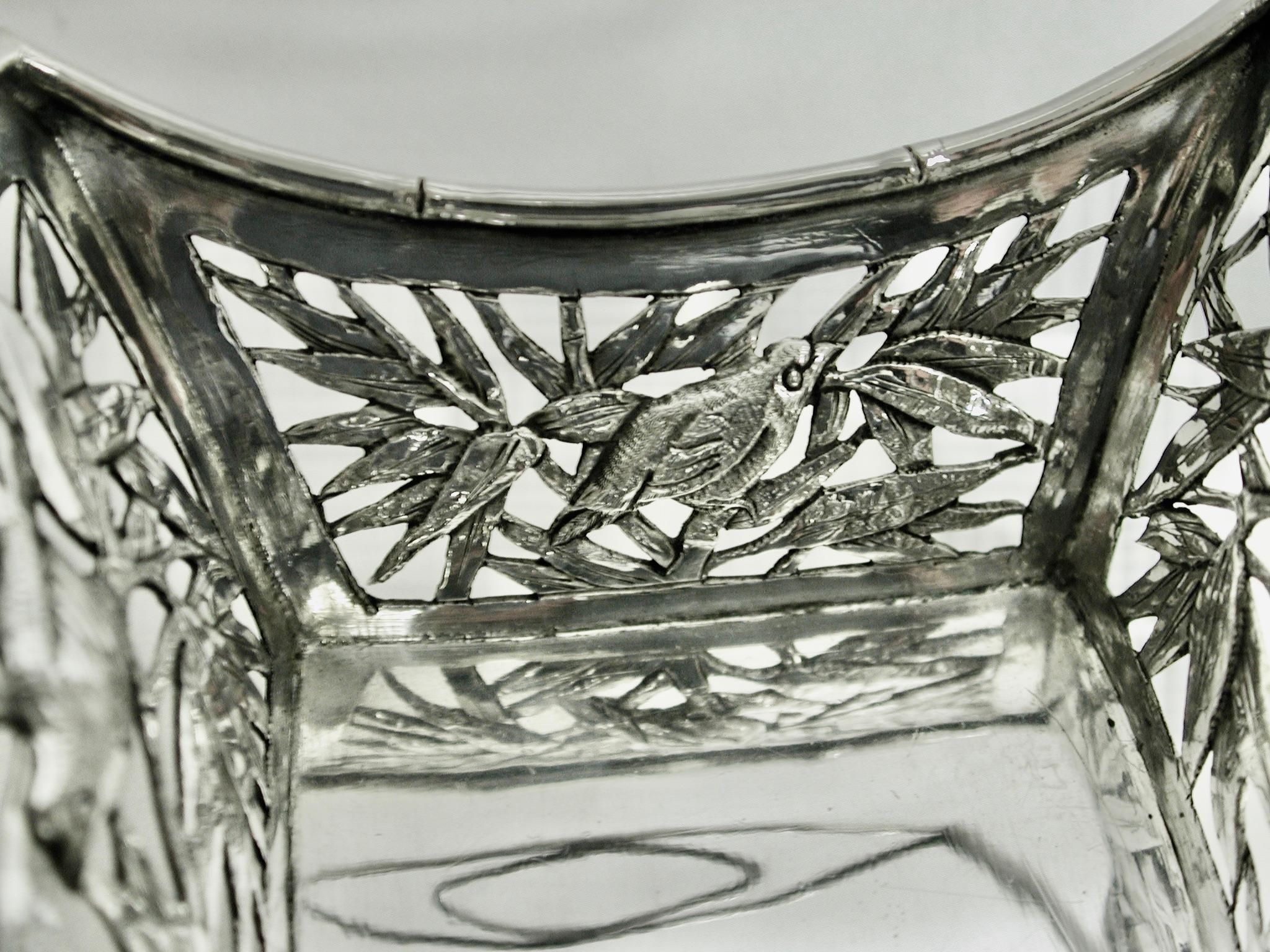 Chinese Export Chinese Silver Sweet Basket with Swing Handle, Tuck Chang, Shanghai, Circa 1900