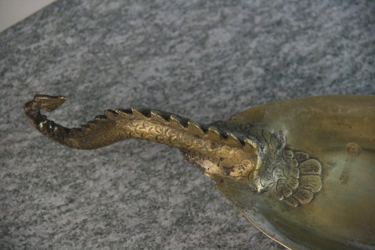 Chinese Silvered Bronze Dragon Sculpture/Serving Platter at 1stDibs