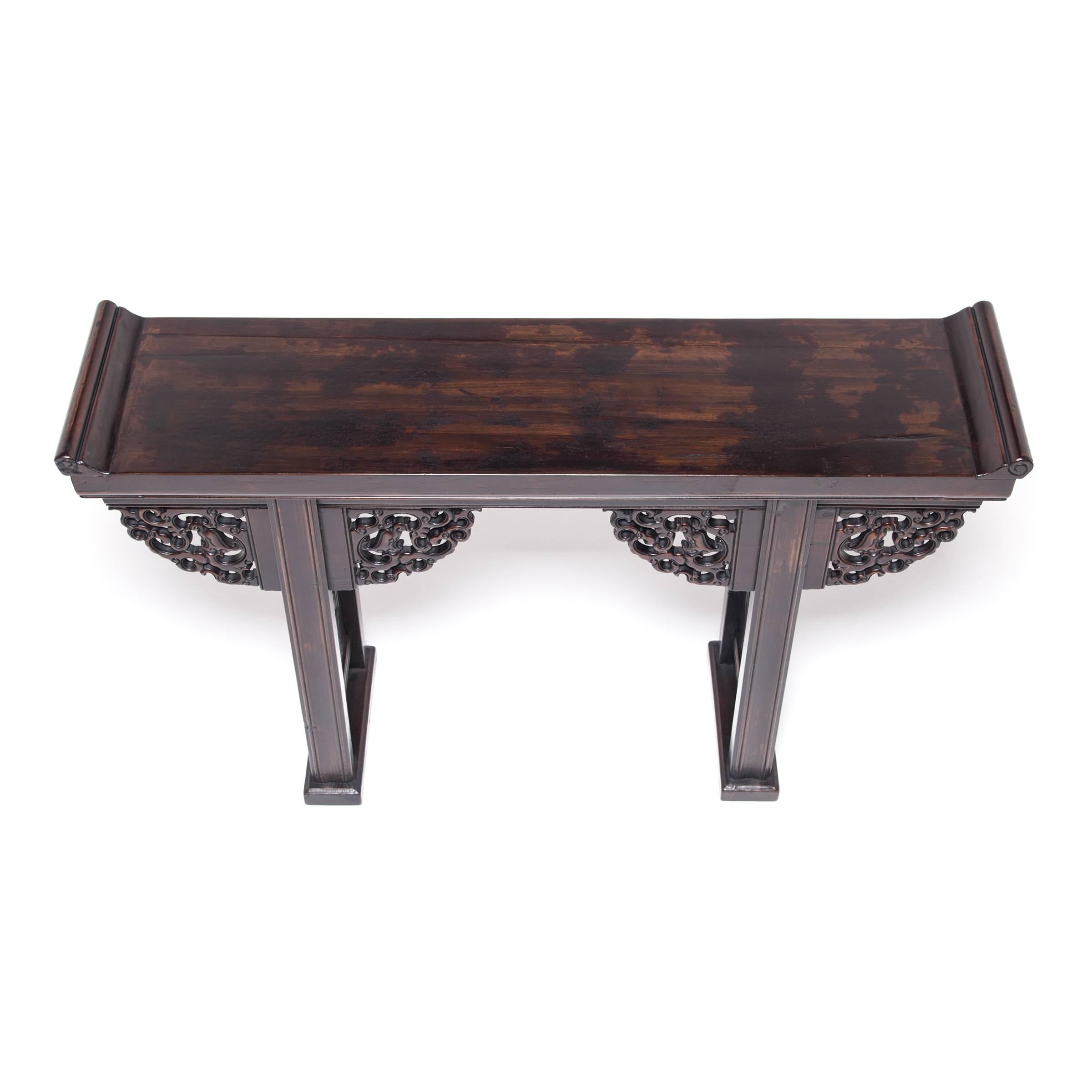 19th Century Chinese Six Dragon Flanked Top Altar Table
