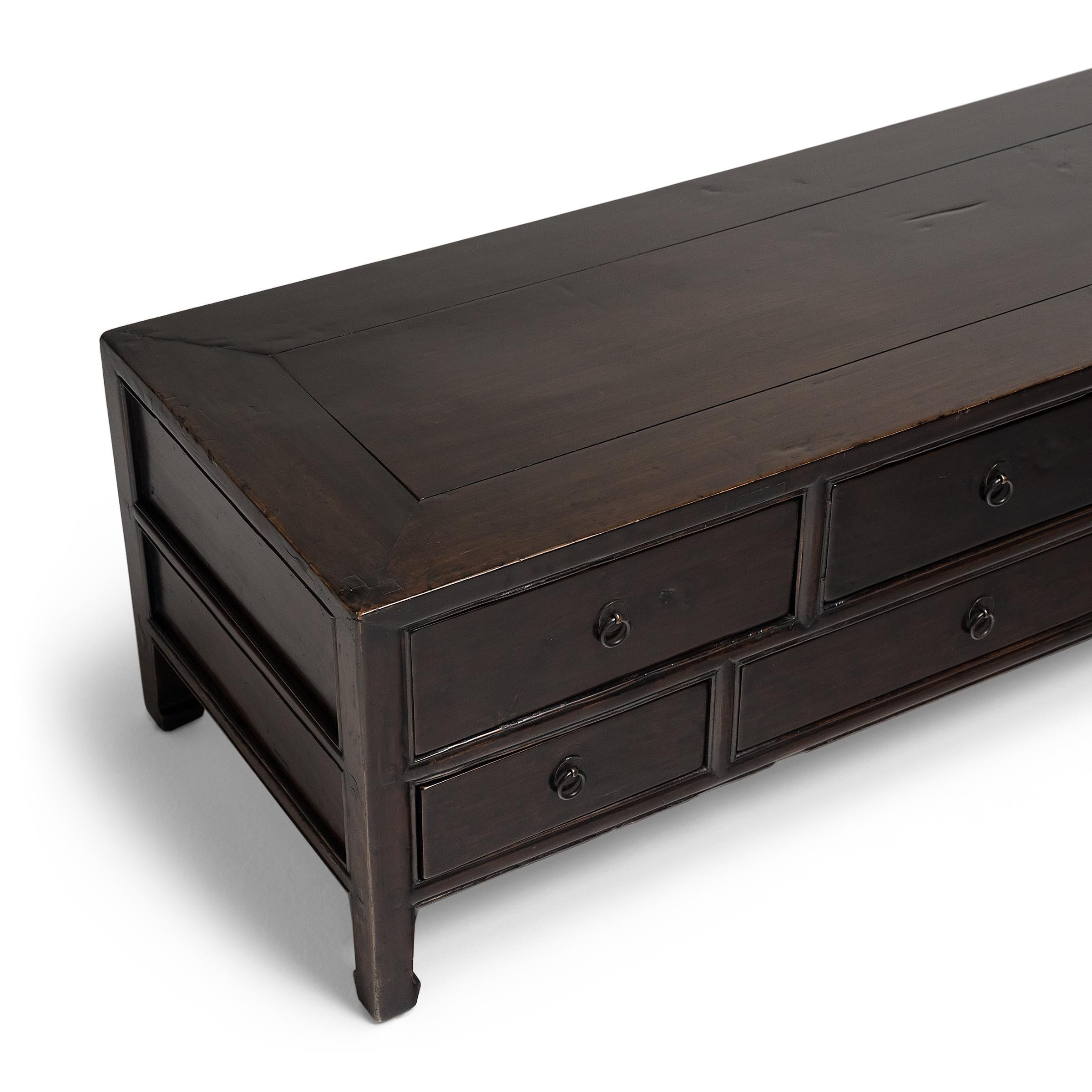 Lacquered Chinese Six Drawer Kang Chest, c. 1850 For Sale