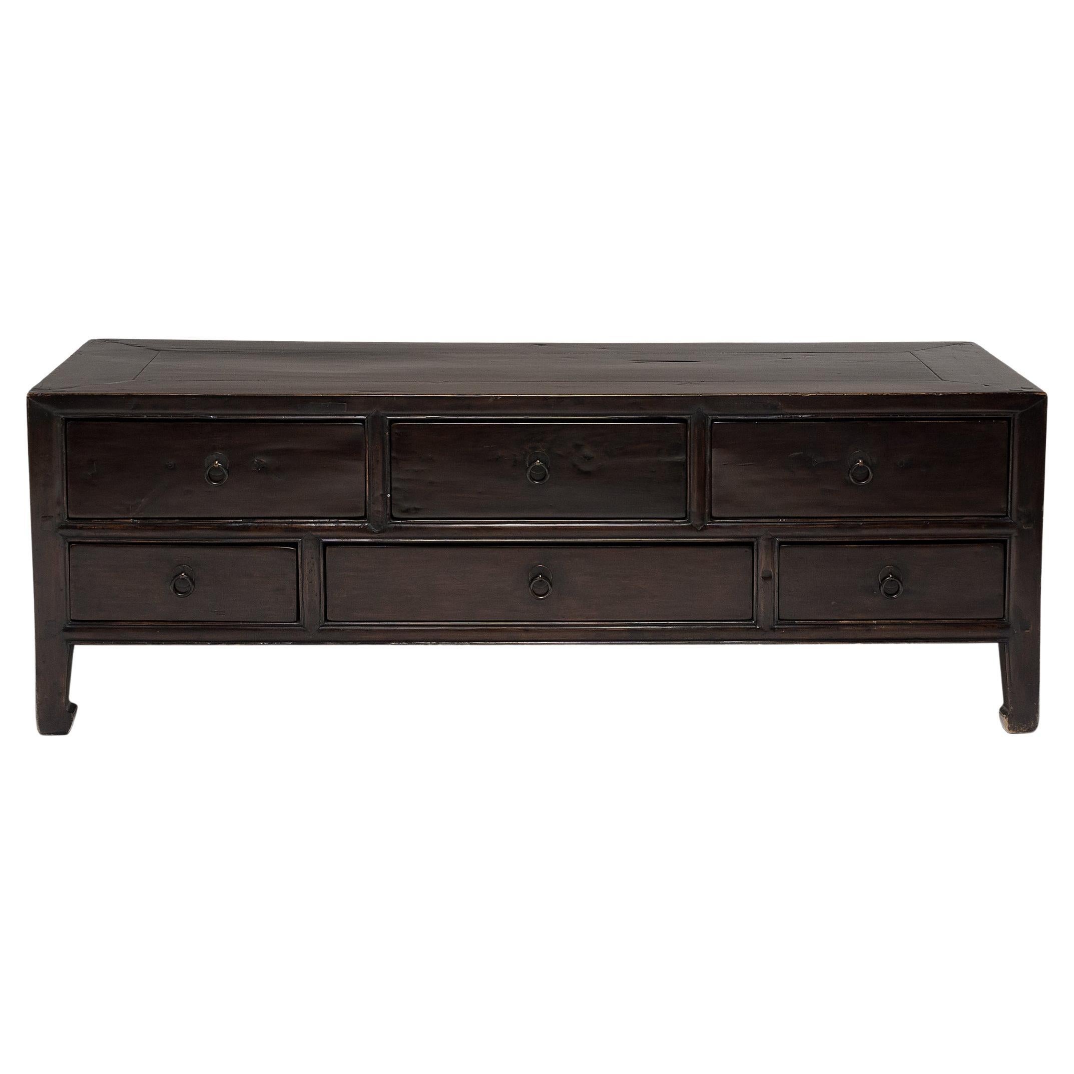 Chinese Six Drawer Kang Chest, c. 1850 For Sale