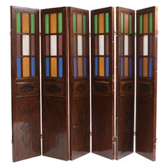 Chinese Six-Panel Art Nouveau Floor Screen/ Room Divider, Shanghai, Approx. 1900