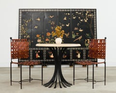 Chinese Six Panel Carved Soapstone Coromandel Lacquer Screen