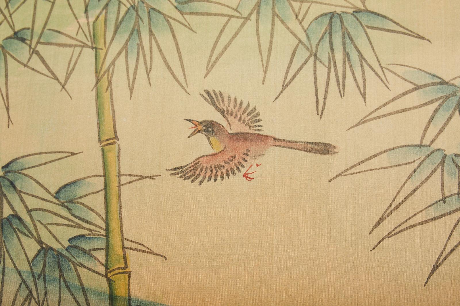 Chinese Six Panel Hand-Painted Silk Wallpaper Screen 5