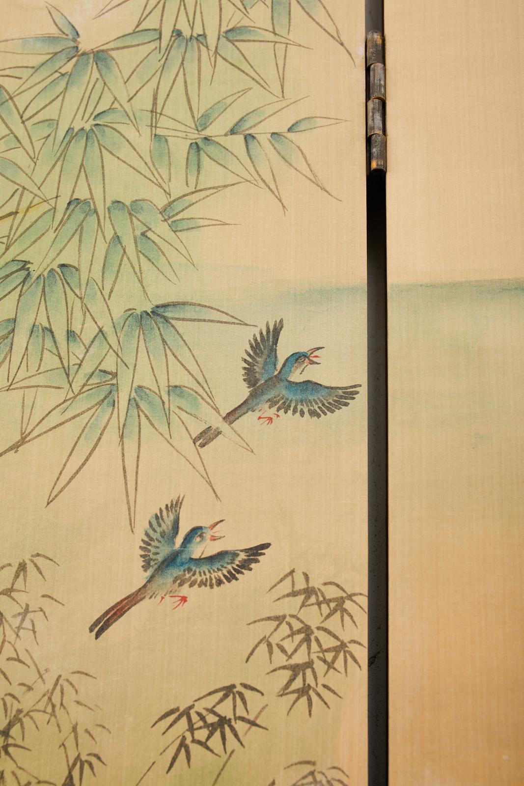 Chinese Six Panel Hand-Painted Silk Wallpaper Screen 6