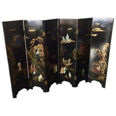 Chinese Six-Panel Lacquer Screen