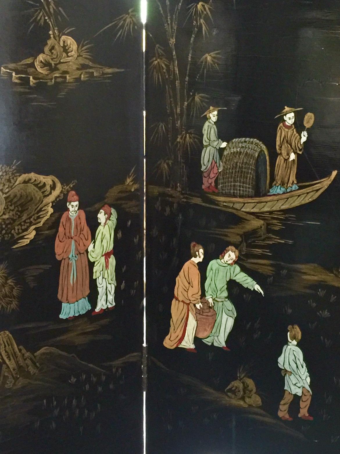Chinese Six-Panel Lacquer Screen For Sale 2
