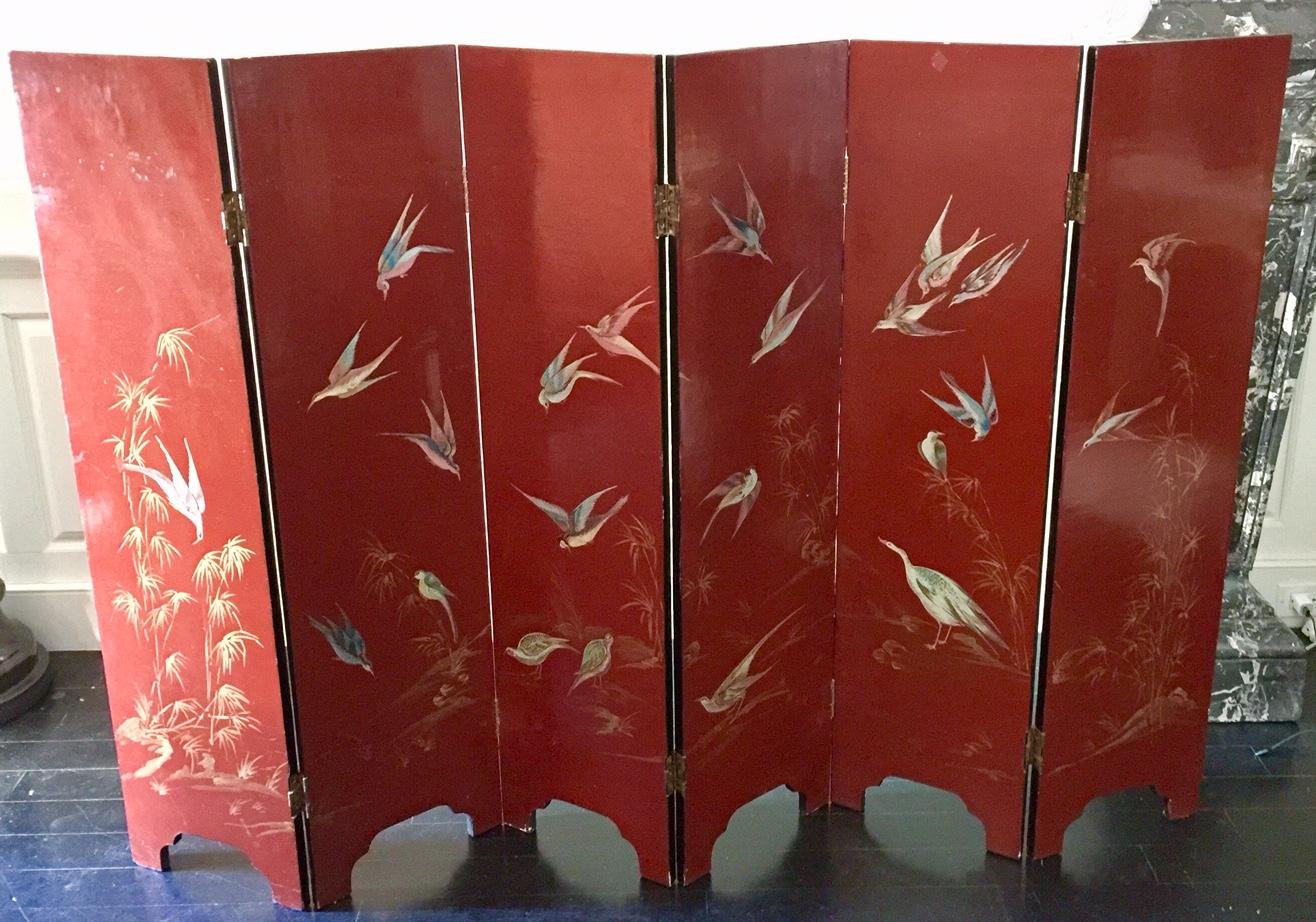 Chinese Six-Panel Lacquer Screen For Sale 7