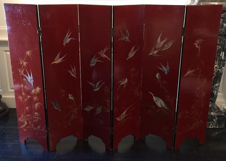 Chinese Six-Panel Lacquer Screen For Sale 13