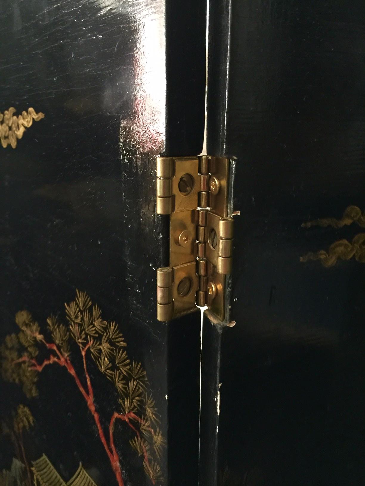 Wood Chinese Six-Panel Lacquer Screen For Sale