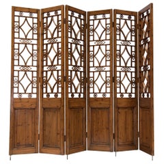 CHINESE 6-PANEL Skulpturaler Holz-SCREEN