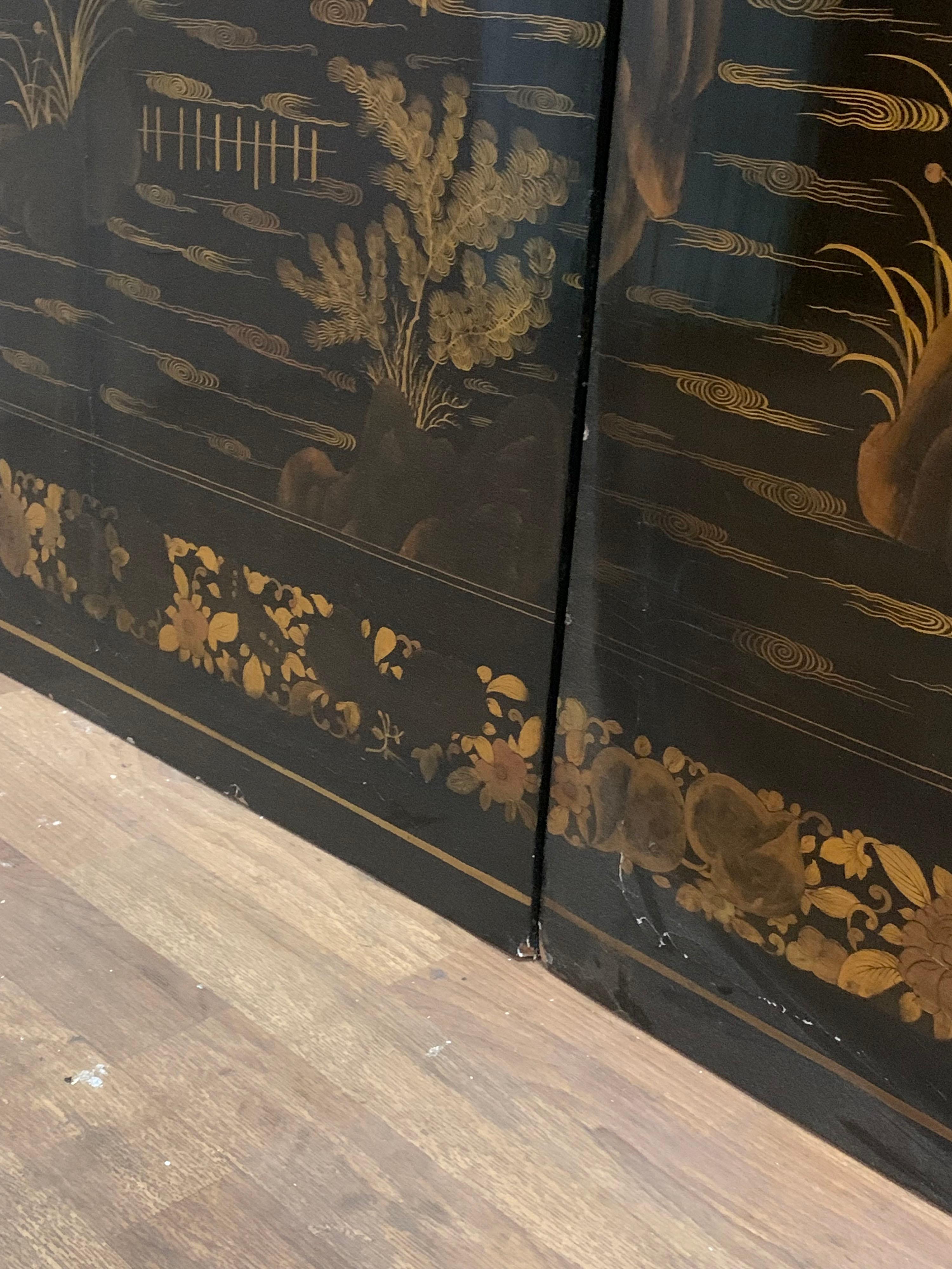 Chinese Six-Panel Painted Coromandel Screen Ca. Mid-18th Century 9