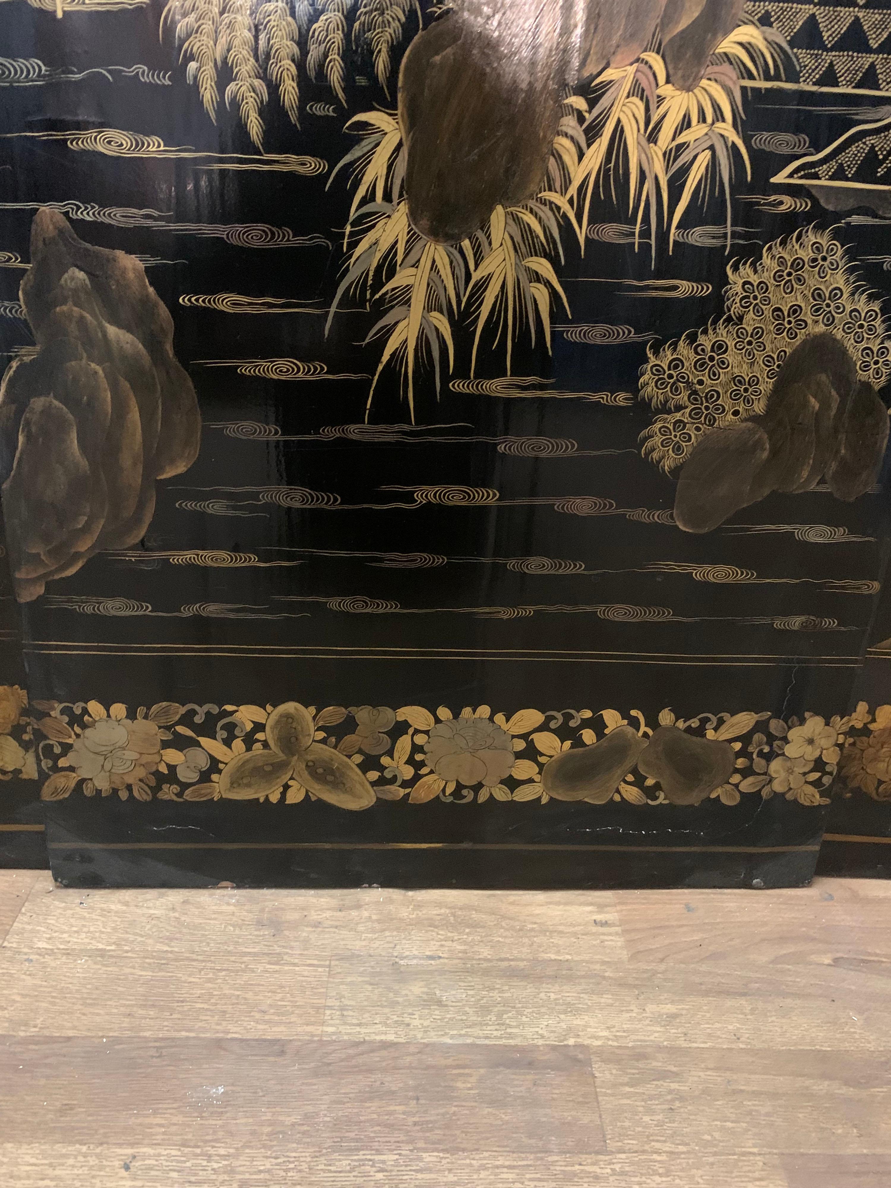 Chinese Six-Panel Painted Coromandel Screen Ca. Mid-18th Century 10
