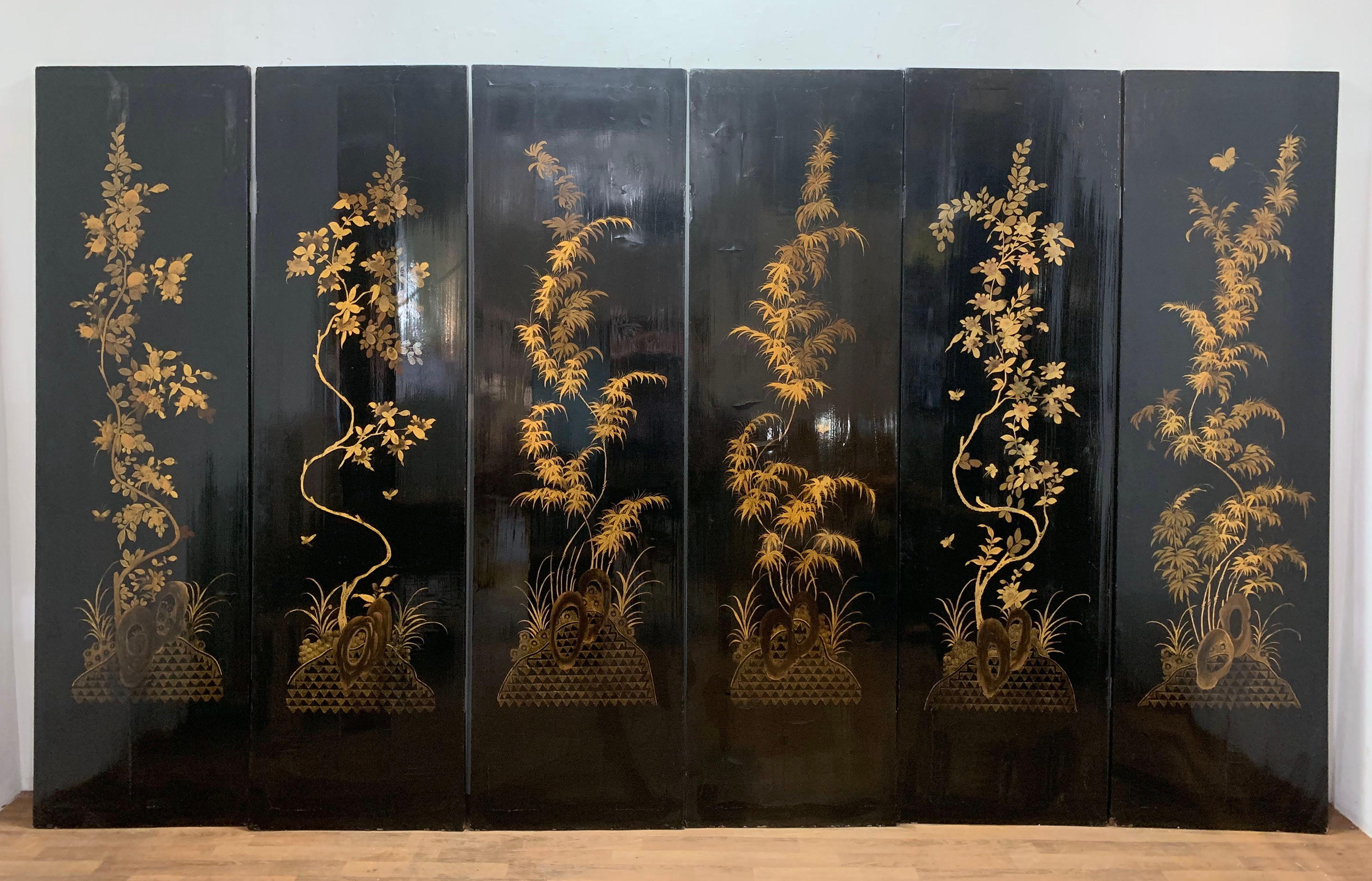 Chinese Six-Panel Painted Coromandel Screen Ca. Mid-18th Century 11