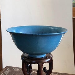Chinese 'Sky Blue' Glaze Bowl, of Simple Form with Deep Mottled Glaze