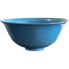 Chinese 
Sky Blue
 Glaze Bowl, of Simple Form with Deep Mottled Glaze