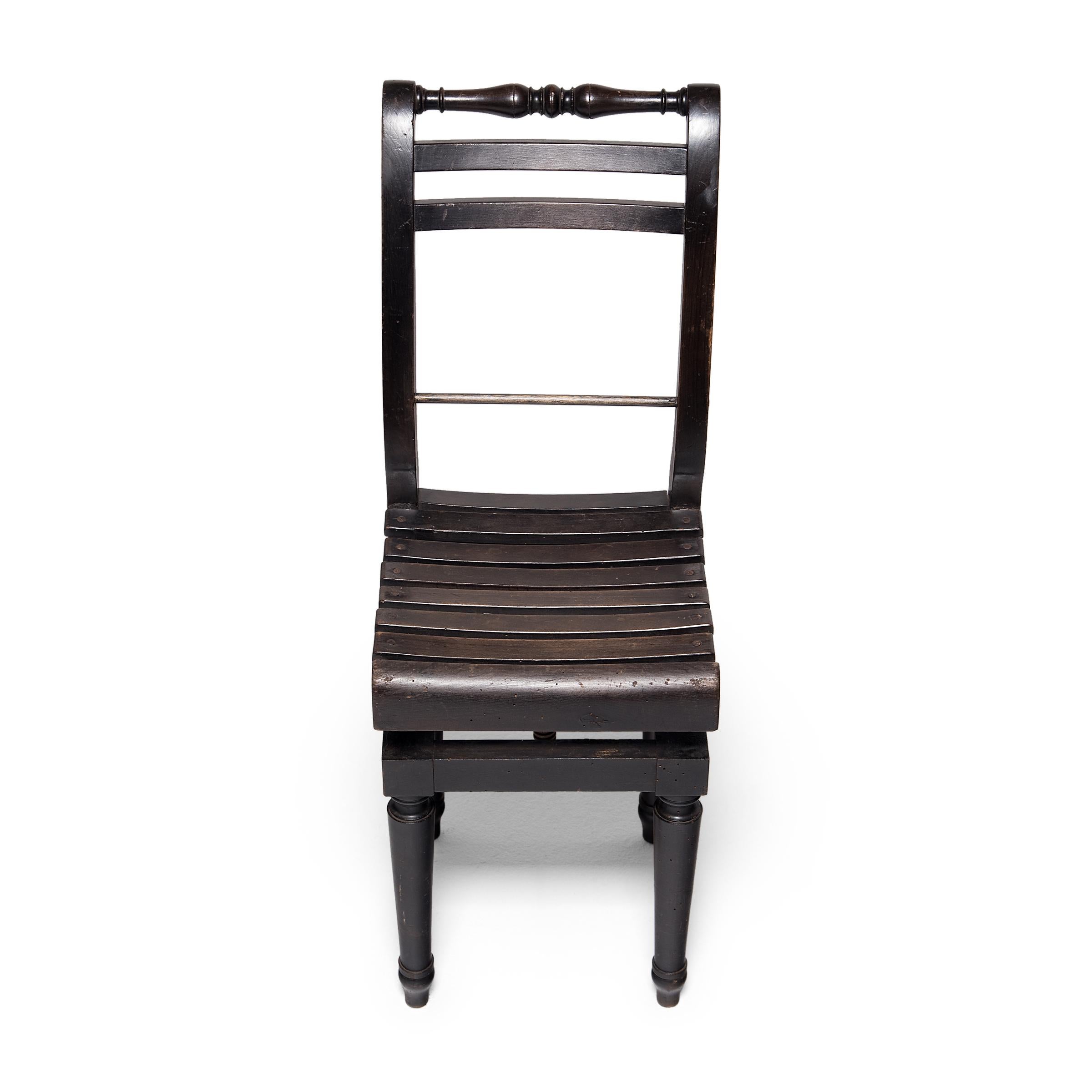 Iron Chinese Slatted Turn Chair, C. 1900 For Sale