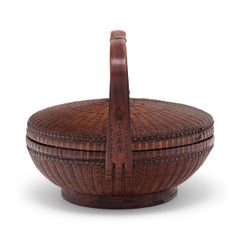 Chinese Smoked Bamboo Fruit Basket, c. 1900