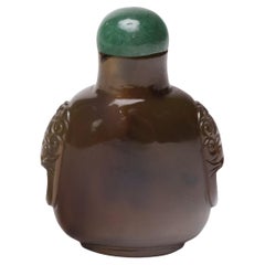Botella china de rapé con balaustre de ágata ahumada, c. 1900