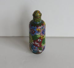 Chinese Snuff Bottle Hand Enameled Cloisonne 100 Flowers Decoration, 19thC Qing