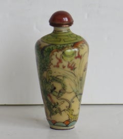 Chinese Snuff Bottle Hand Enamelled Dragons on Copper & spoon top, circa 1920s
