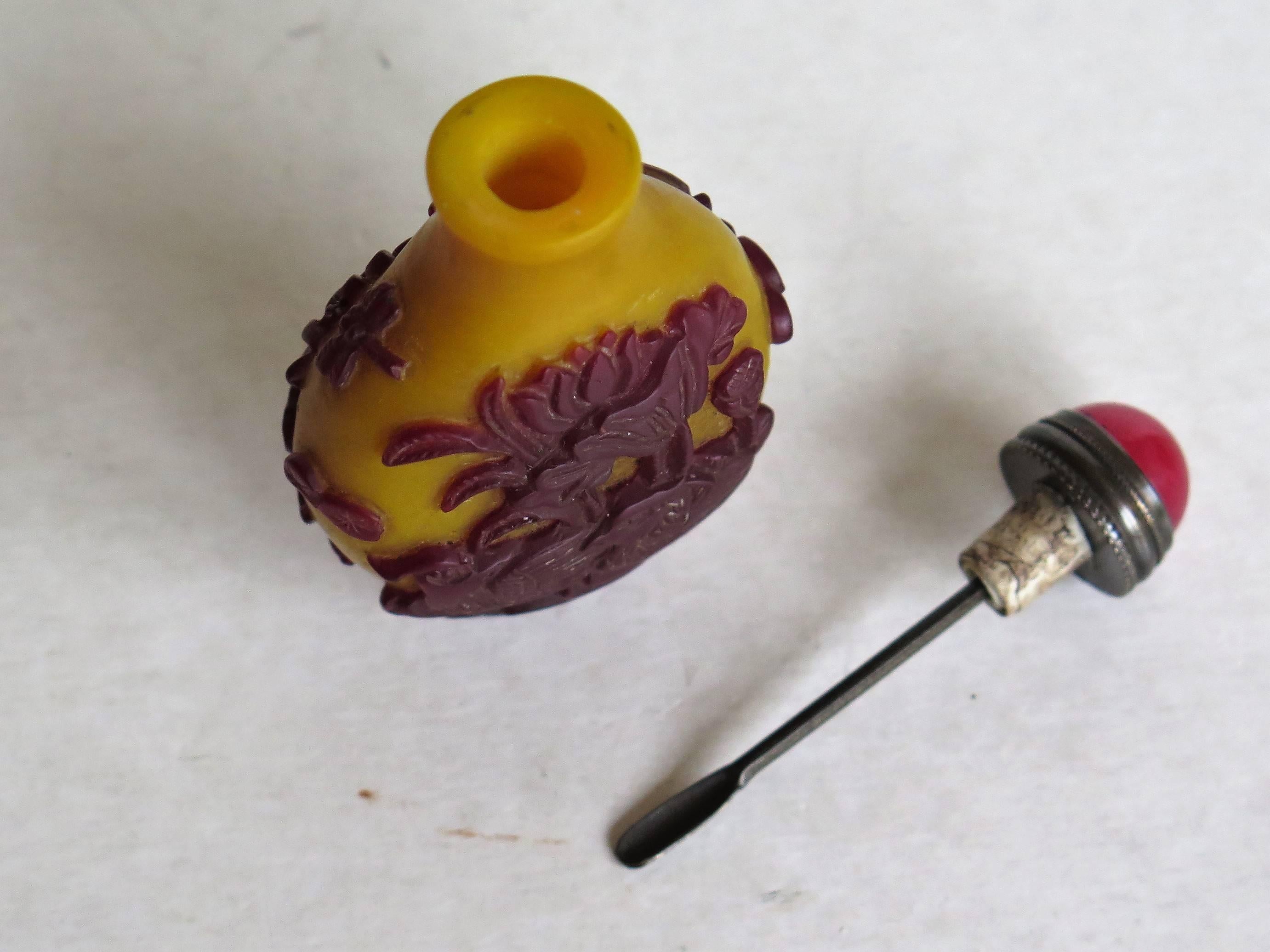 Chinese Snuff Bottle in Cameo or Overlay Glass, Circa 1920 12