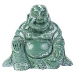Sculpture de Bouddha bouddhiste en pierre de savon sculptée du 19ème siècle Qing